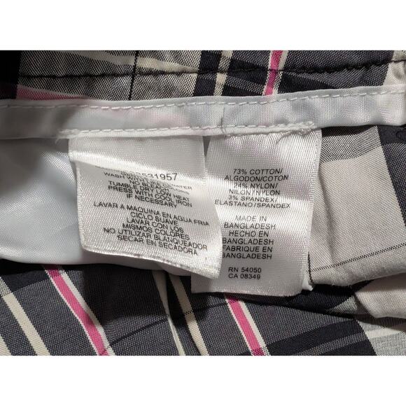 Anne Klein Sport Bermuda Shorts Womens 8 Black White Pink Plaid Stretch - Picture 5 of 8